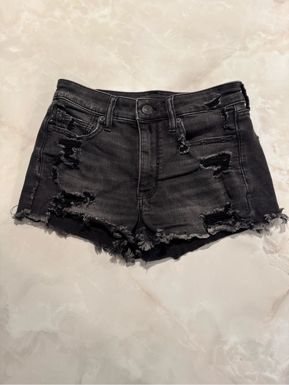 American Eagle Outfitters Black Distressed Jean Shorts